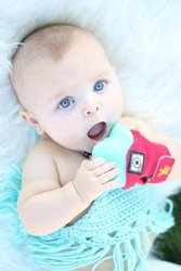 YUMMY MITT® Pyszna Łapka na ząbkowanie - czerwień & turkus